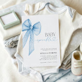 Baby Sprinkle Blue Bow Baby Shower Invitation