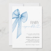 Baby Sprinkle Blue Bow Baby Shower Invitation (Devant)