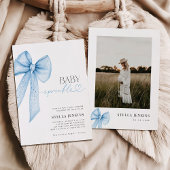 Baby Sprinkle Blue Bow Baby shower Uitnodiging