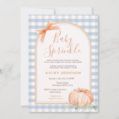 Baby Sprinkle Blue Gingham Pumpkin Baby shower Kaart (Voorkant)