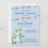 Baby Sprinkle Blue Llama Baby shower Invitation (Devant)