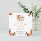 Baby Sprinkle Boho Pumpkin Carriage Baby shower Kaart (Staand voorkant)