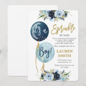 Baby Sprinkle by Mail Navy blauwe ballon douchejon Kaart (Voorkant / Achterkant)