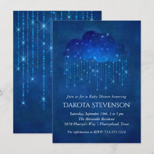 Baby Sprinkle Classic Blue Moody Baby shower Kaart