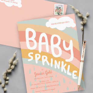 BABY SPRINKLE Cute Wolken Regenboog Regen Custom Uitnodiging Briefkaart