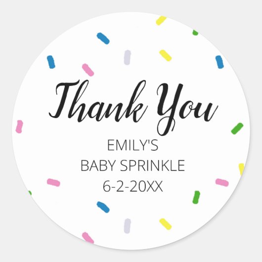 Baby Sprinkle Dank u Rainbow Party Stickers (Voorkant)