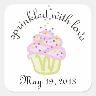 Baby Sprinkle Douche Vierkante Stickers