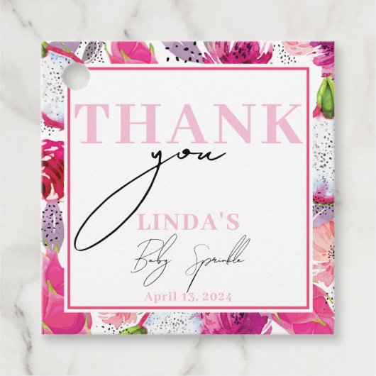 Baby Sprinkle Dragon Fruit Custom Bedankjes Labels (Voorkant)