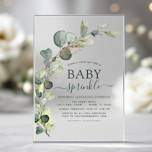 Baby Sprinkle Feest Groene Eucalyptus Succulent Acryl Uitnodigingen