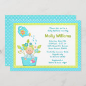 Baby Sprinkle Flower Pot Boy Shower Invitation Kaart (Voorkant / Achterkant)