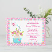 Baby Sprinkle Flower Pot Girl Shower Kaart (Staand voorkant)