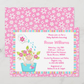 Baby Sprinkle Flower Pot Girl Shower Kaart (Voorkant / Achterkant)