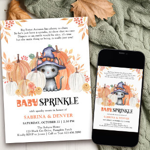 Baby Sprinkle Gedicht Kat in Heksenhoed Baby Showe Kaart
