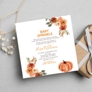 Baby Sprinkle Herfst Pumpkin Wildflower Baby showe Kaart