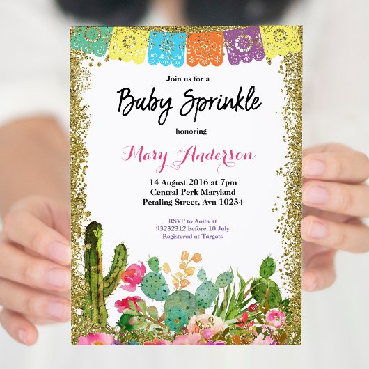 Baby Sprinkle Invitation Cactus Fiesta Kaart