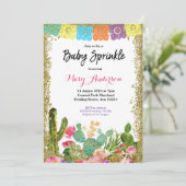 Baby Sprinkle Invitation Cactus Fiesta Kaart (Staand voorkant)