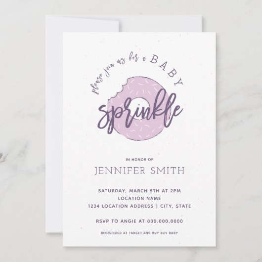 Baby Sprinkle Invitation Lavender Doughnut (Devant)