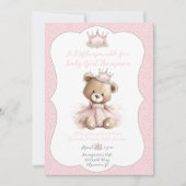 Baby Sprinkle Invitation Teddy Bear Princess (Devant)