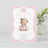 Baby Sprinkle Invitation Teddy Bear Princess (Debout devant)
