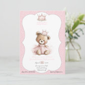Baby Sprinkle Invitation Teddy Bear Princess (Debout devant)