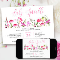 Baby Sprinkle Mooie Roze Wilde Bloem Uitnodiging