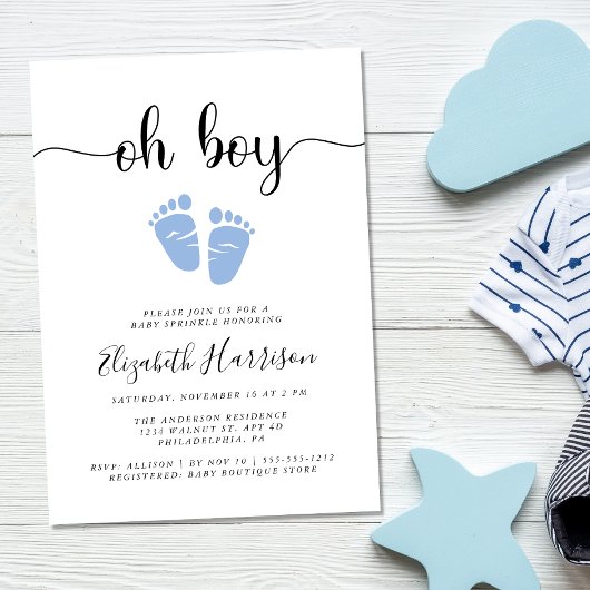Baby Sprinkle Oh Boy Blue Kaart