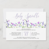 Baby Sprinkle  Paars - Wilde bloem - Uitnodiging (Voorkant)