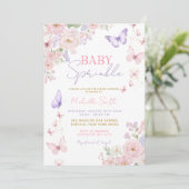 Baby Sprinkle Papillon Fleurs Douces Faire-Part de (Debout devant)