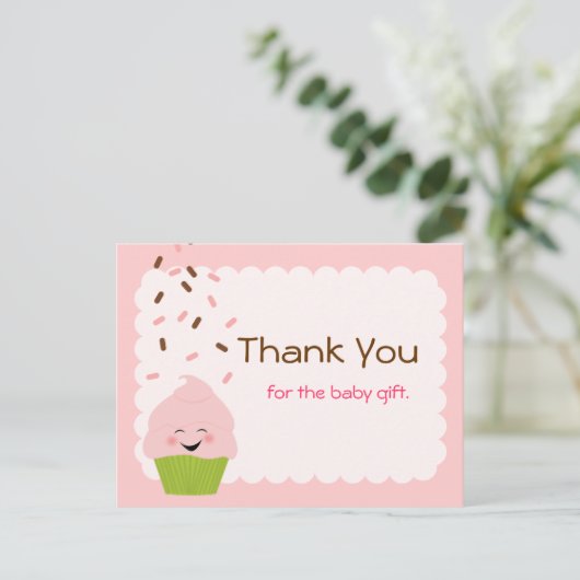 Baby Sprinkle Party Bedankt in het roze Briefkaart (Staand voorkant)