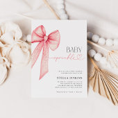 Baby Sprinkle Pink Bow Baby Shower Invitation