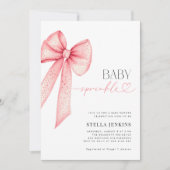 Baby Sprinkle Pink Bow Baby Shower Invitation (Devant)