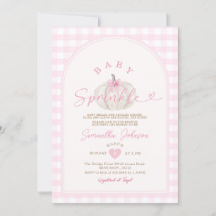 Baby Sprinkle Pink Gingham White Pumpkin Kaart
