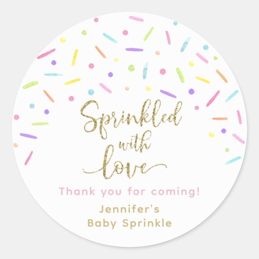 Baby Sprinkle Pink Gold Bedankt Ronde Sticker (Voorkant)