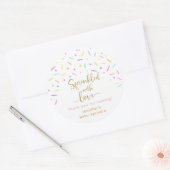 Baby Sprinkle Pink Gold Bedankt Ronde Sticker (Envelop)