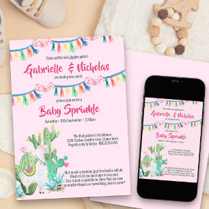 Baby Sprinkle Roze Lama Baby Shower Kaart