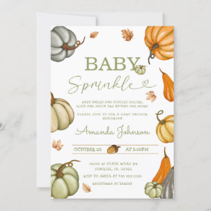 Baby Sprinkle Sage Rustic Pumpkin Baby shower Kaart