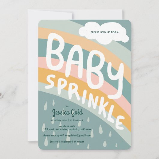 BABY SPRINKLE Schattigee Wolken Regenboog Regen Aa Kaart (Voorkant)
