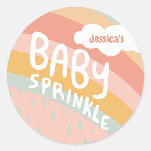 BABY SPRINKLE Schattigee Wolken Regenboog Regen Aa Ronde Sticker (Voorkant)