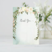 Baby Sprinkle Shower Dank u Groen Wit Rose Bedankkaart (Staand voorkant)