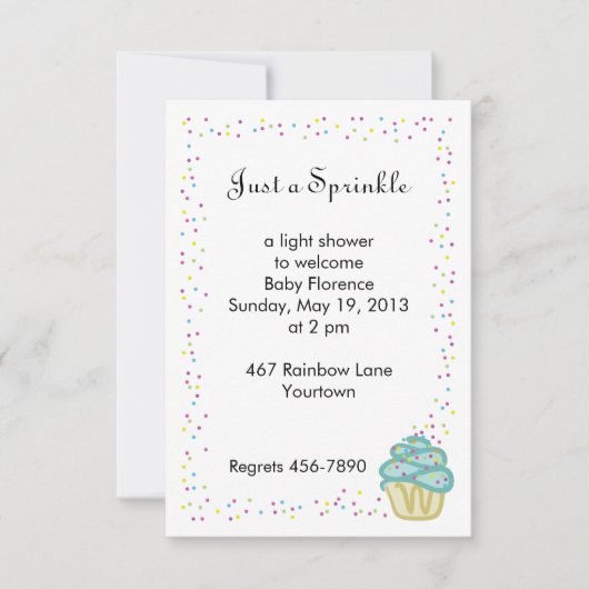 Baby Sprinkle Shower Invitation Blue Cupcake Kaart (Voorkant)