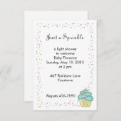 Baby Sprinkle Shower Invitation Blue Cupcake Kaart (Voorkant / Achterkant)