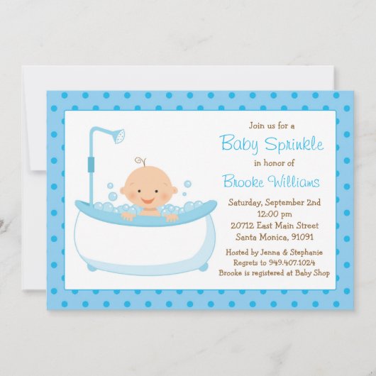 Baby Sprinkle Shower Invitation for Boy Kaart (Voorkant)