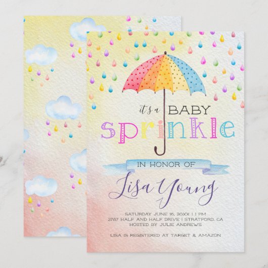 Baby Sprinkle Shower Kaart (Voorkant / Achterkant)