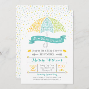 Baby Sprinkle Shower Lacy Umbrella Invitation Kaart