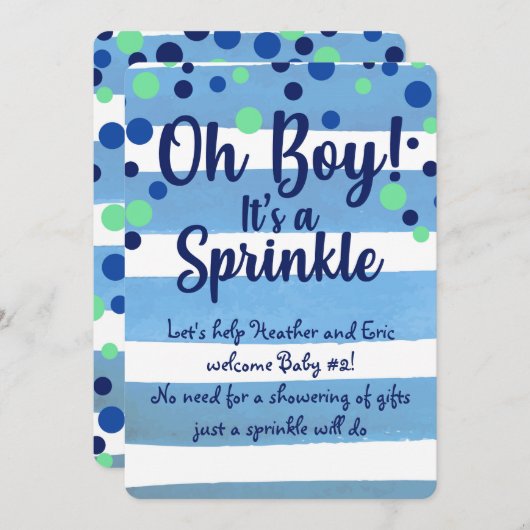 Baby Sprinkle - Uitnodiging voor baby jongen (Voorkant / Achterkant)