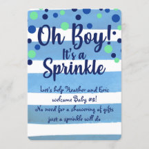 Baby Sprinkle - Uitnodiging voor baby jongen