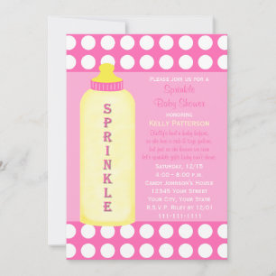 Baby Sprinkle uitnodigingsfles Baby Girl Shower Kaart