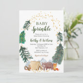 Baby Sprinkle Woodland Animal Invitation Kaart (Staand voorkant)