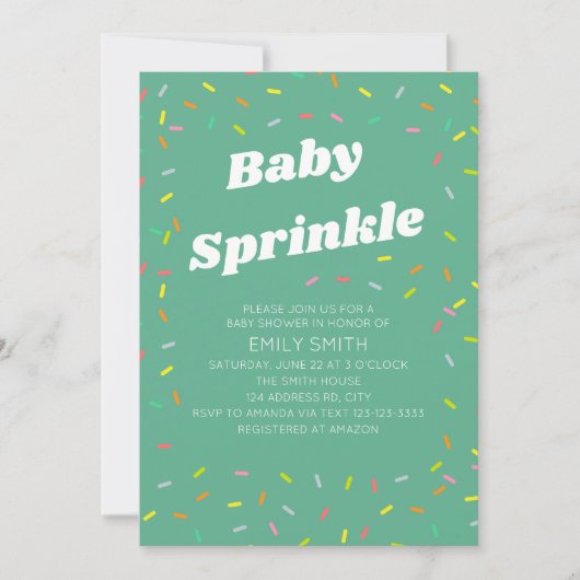 Baby sprinklefeestje kaart (Voorkant)