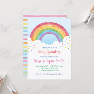 Baby Sprinkles Pastel Rainbow Baby shower Invitati Kaart